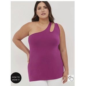 NWT TORRID One Shoulder Cut Out Foxy Tank Berry Purple Fitted Size 2X Fitted